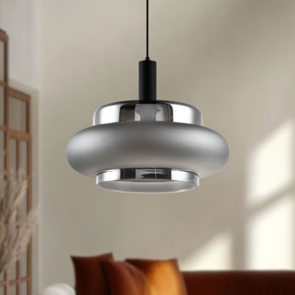 BRIZI cable-hung pendant light 1xE27/40W/230V grey/smoke