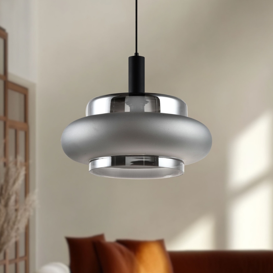 BRIZI cable-hung pendant light 1xE27/40W/230V grey/smoke