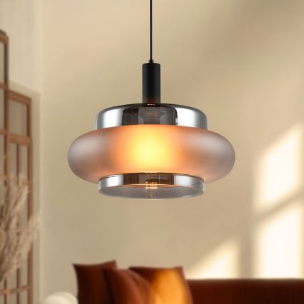 BRIZI cable-hung pendant light 1xE27/40W/230V grey/smoke