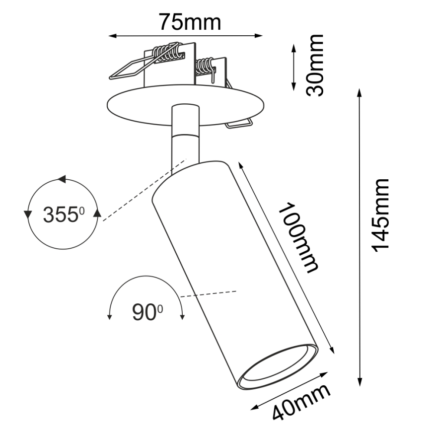 Brosline - Recessed ceiling spotlight 1xGU10/4W/230V black