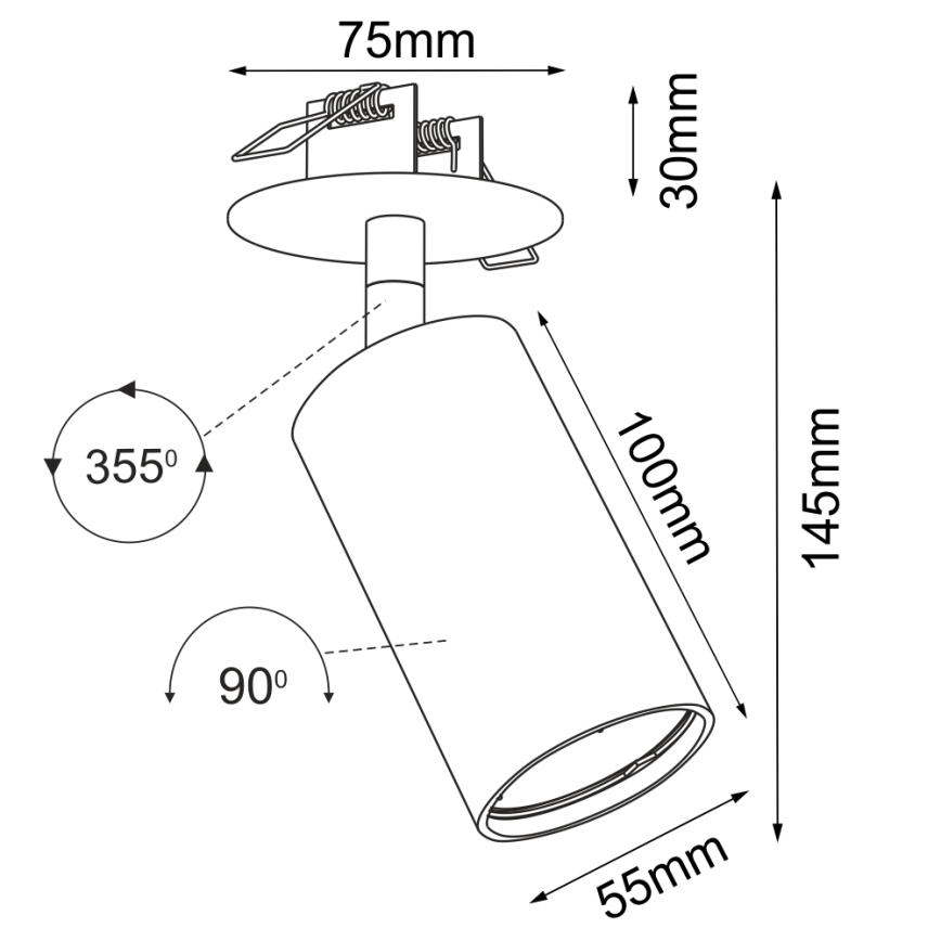 Brosline - Recessed spotlight 1xGU10/10W/230V white