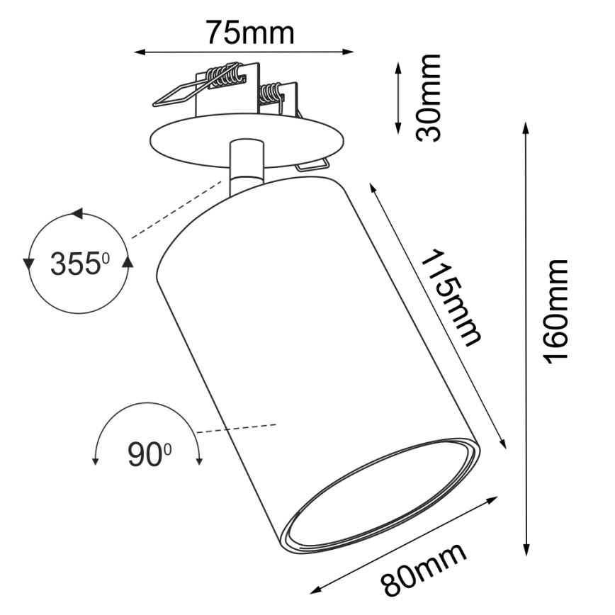 Brosline - Recessed ceiling spotlight 1xGU10/10W/230V black