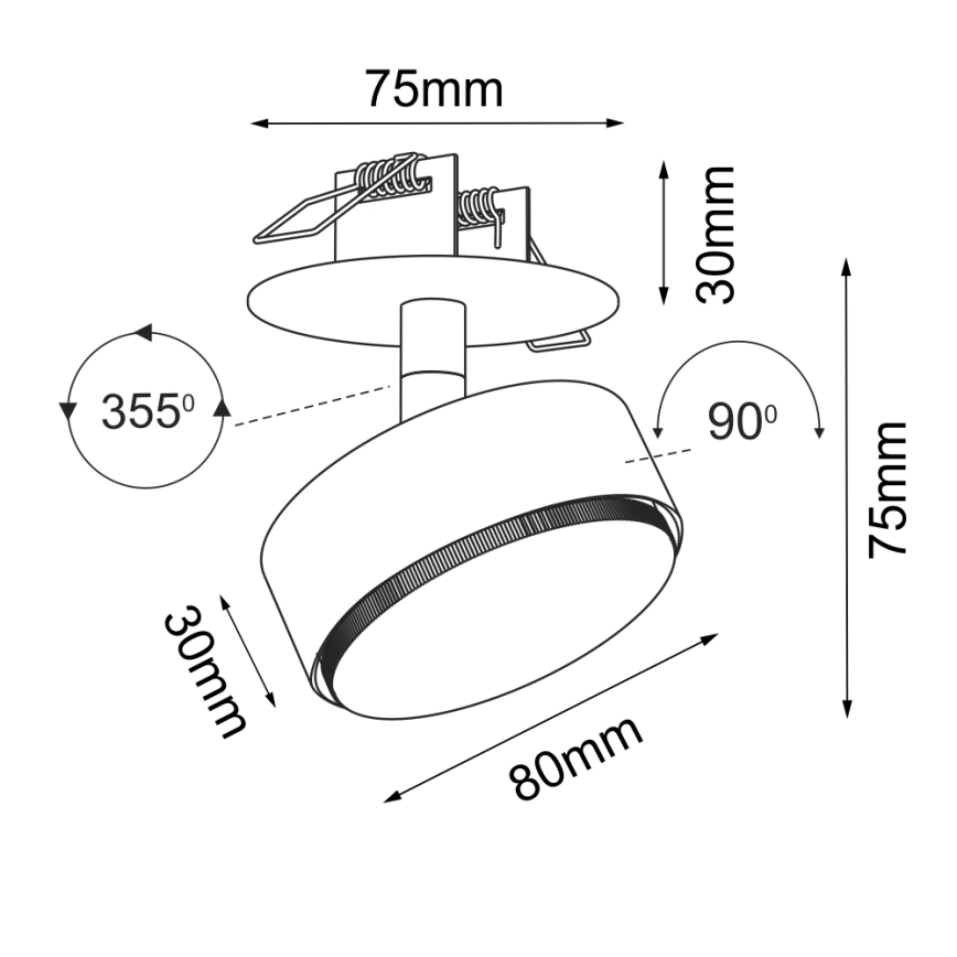 Brosline - Recessed Ceiling Spotlight 1xGX53/9W/230V, Black