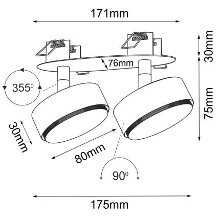 Brosline - Recessed twin spotlight 2x GX53 / 9W / 230V, white