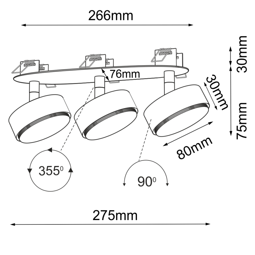Brosline - Recessed spotlight 3xGX53/9W/230V White