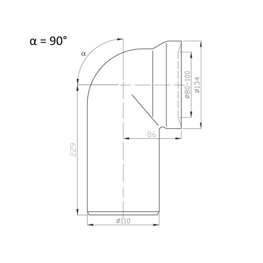 Bruckner - 90° toilet pan connector 11 cm white