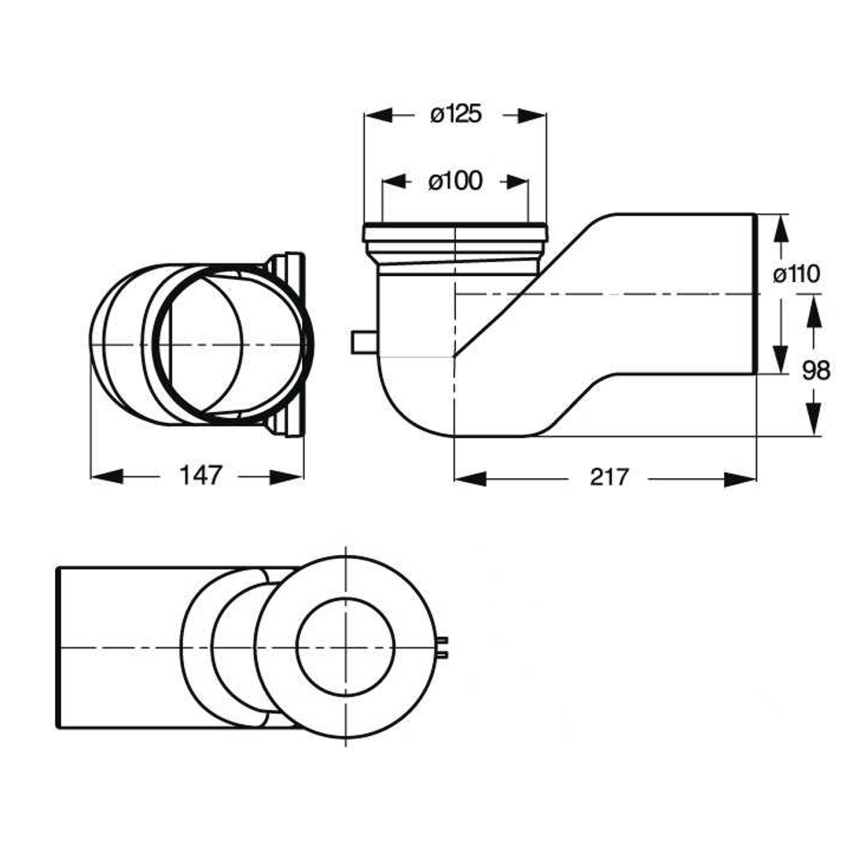 Bruckner - 90° toilet pan connector Offset 11 cm white