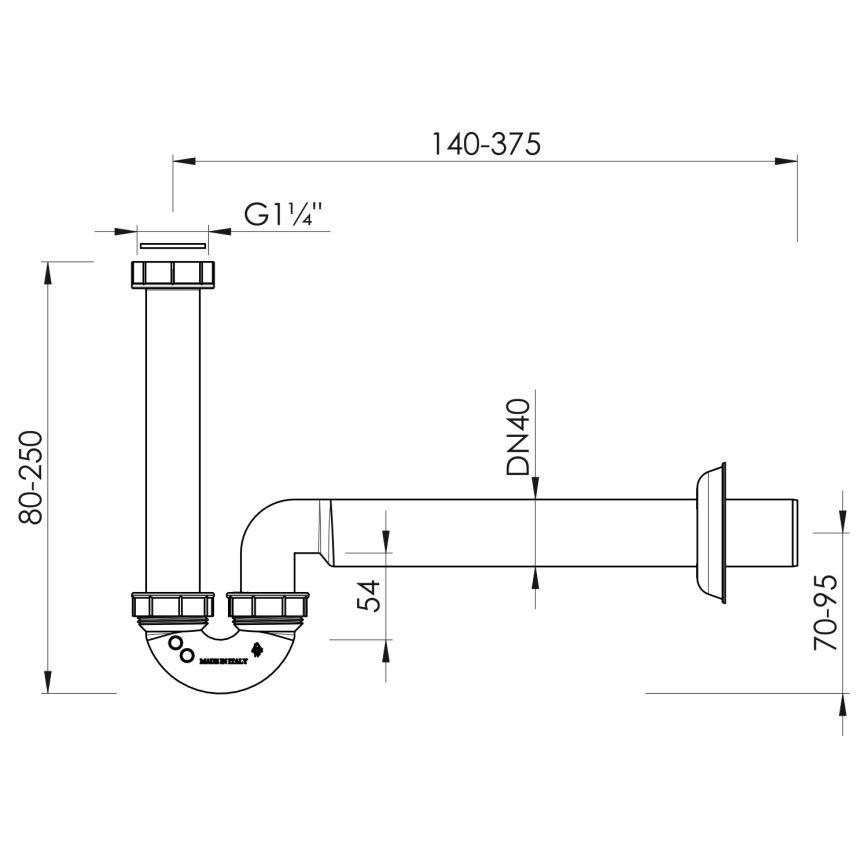 Bruckner - Basin/bidet siphon low DN40 white