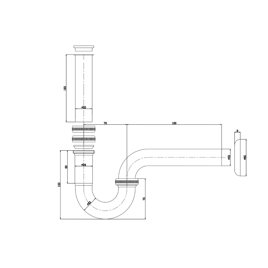 Bruckner - Basin trap DN32 shiny chrome