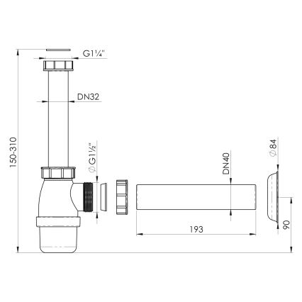 Bruckner - Basin trap DN40 white