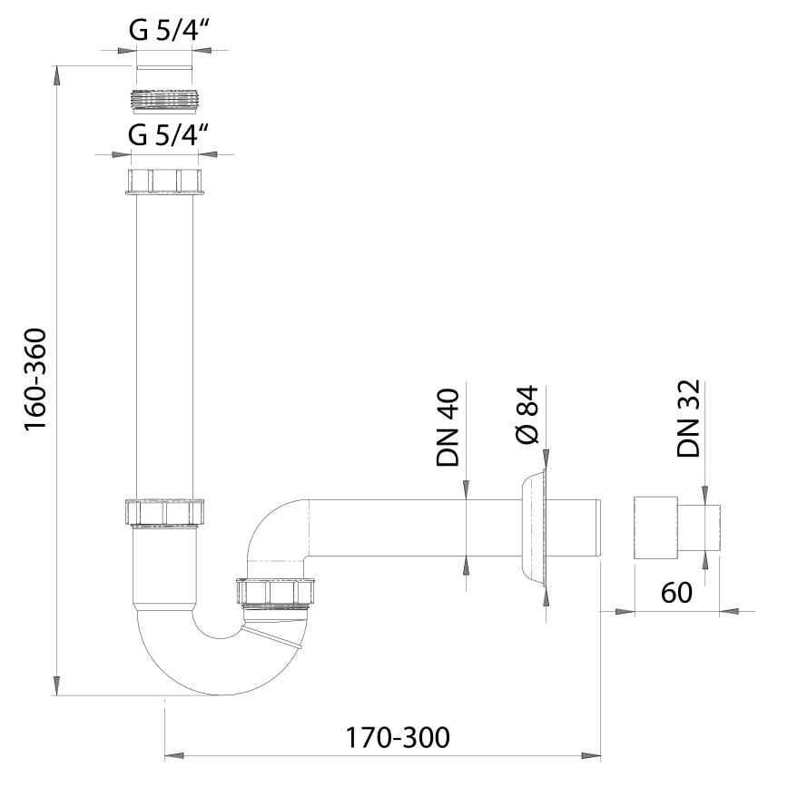 Bruckner - Basin trap DN40 white