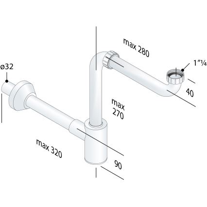 Bruckner - Basin trap furniture CRONO DN32 white