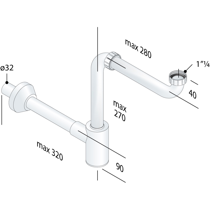 Bruckner - Basin trap furniture CRONO DN32 white