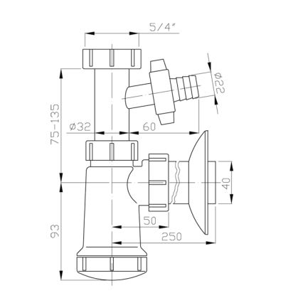 Bruckner - Basin trap with branch tailpiece DN40 white
