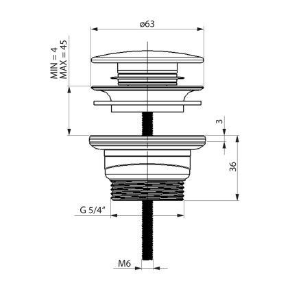 Bruckner - Basin waste CLICK-CLACK d. 6,3 cm stainless steel