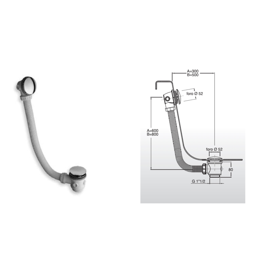 Bruckner - Bath set CLICK-CLACK white/shiny chrome