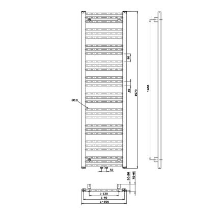 Bruckner - Bathroom radiator ALBRECHT 657W/230V 50x157 cm matte black