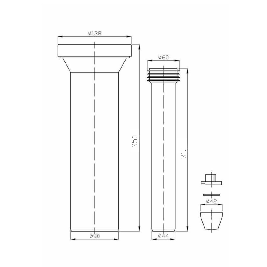Bruckner - Connection set for wall-hung toilet 35 cm black