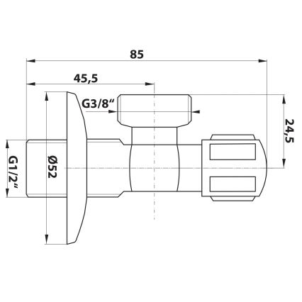 Bruckner - Corner spindle valve shiny chrome