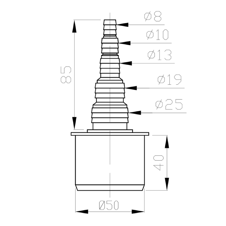 Bruckner - Hose connection end DN50 8-25 mm grey