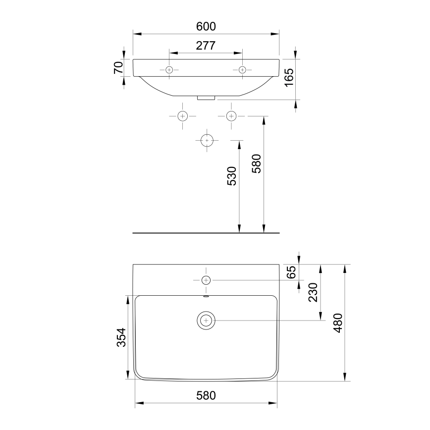 Bruckner - Inset basin NERON 60x48 cm white