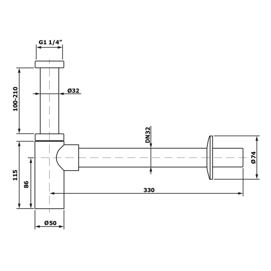 Bruckner - Round basin trap DN32 shiny chrome