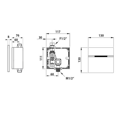 Bruckner - Sensor urinal flusher 6V DC/4xAA stainless steel