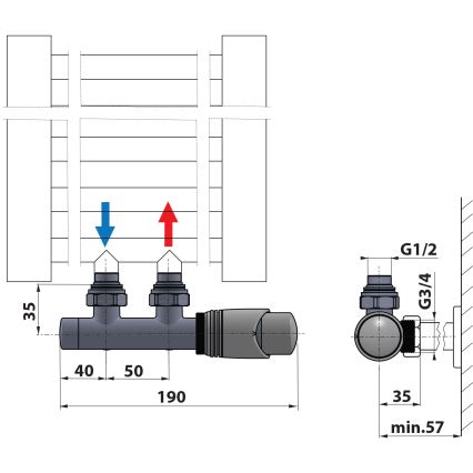 Bruckner - Thermostatic connection set for central connection WICHER white