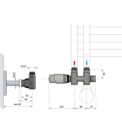 Bruckner - Thermostatic connection set for central connection WICHER COMBI white
