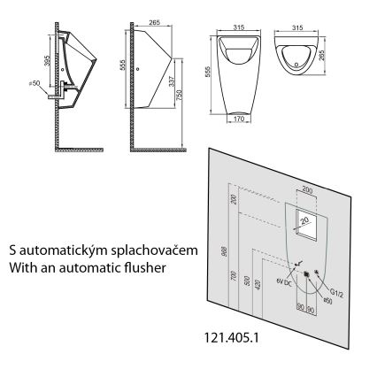 Bruckner - Urinal SCHWARN rear inlet, rear waste ceramics/white