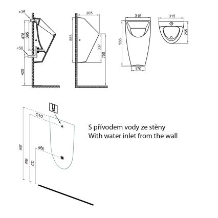 Bruckner - Urinal SCHWARN rear inlet, rear waste ceramics/white