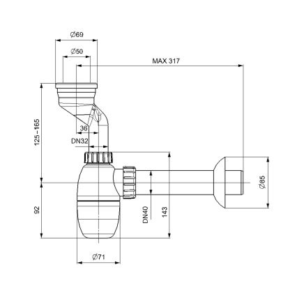 Bruckner - Urinal siphon with cuff DN40 white
