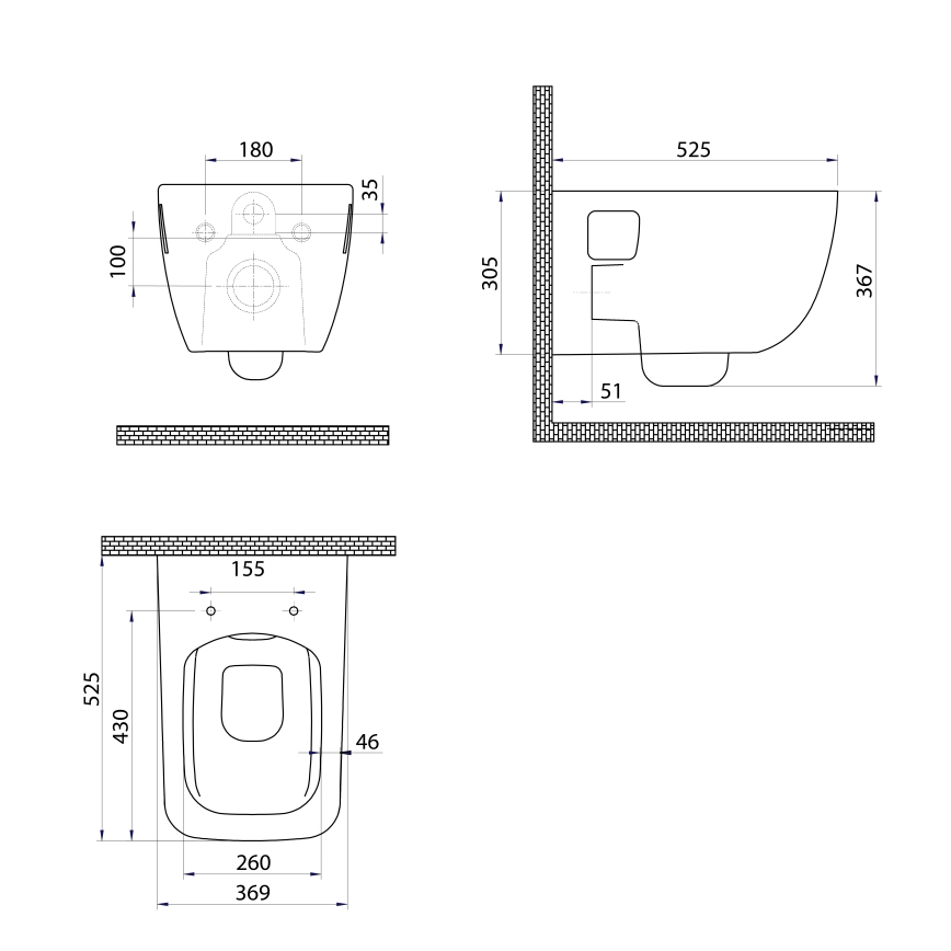Bruckner - Wall-hung toilet Rimless WALTER ceramics/white