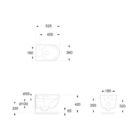 Bruckner - Wall-hung toilet Vortex Rimless FULDA ceramics/white