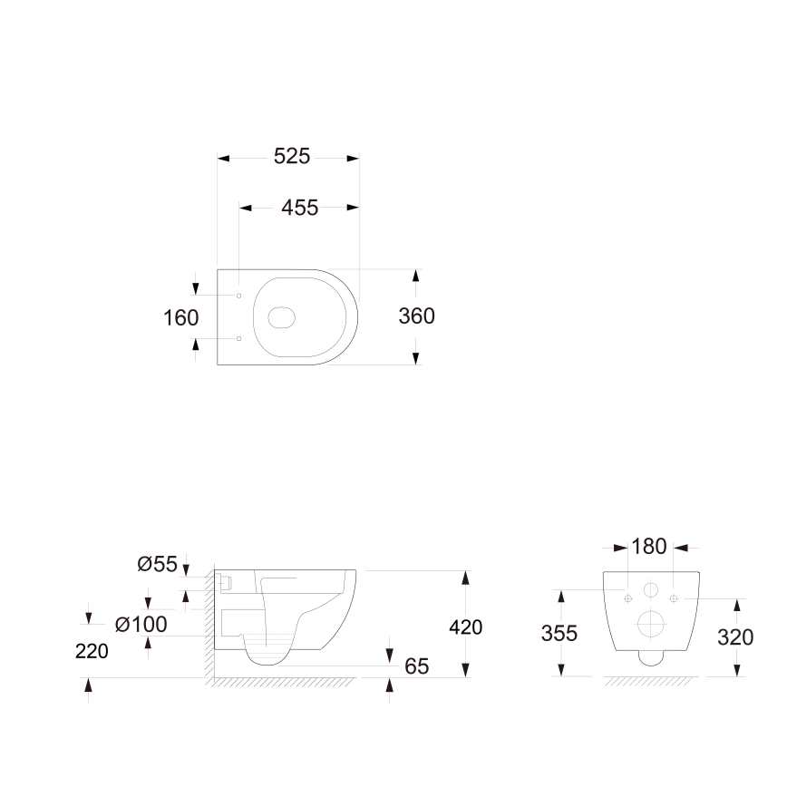 Bruckner - Wall-hung toilet Vortex Rimless FULDA ceramics/white