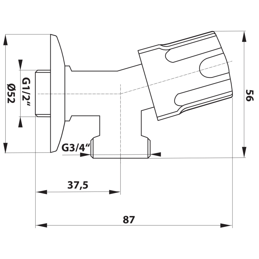 Bruckner - Washing machine valve with check valve shiny chrome