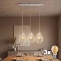 BRYLANT LED pendant light on cable, 3xE27/60W/230V, white