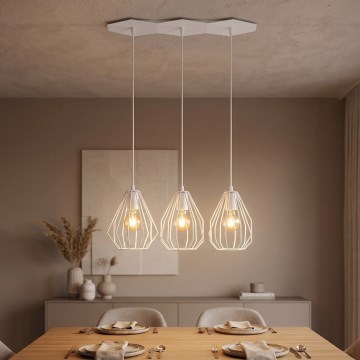 BRYLANT LED pendant light on cable, 3xE27/60W/230V, white