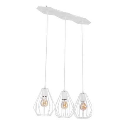 BRYLANT LED pendant light on cable, 3xE27/60W/230V, white