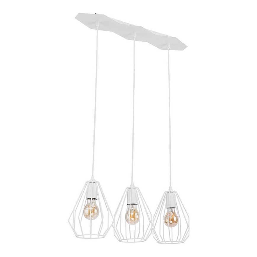 BRYLANT LED pendant light on cable, 3xE27/60W/230V, white