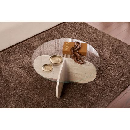 BUBBLE Coffee Table, Ø 75 cm, Beige/Clear