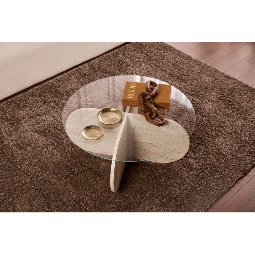 BUBBLE Coffee Table, Ø 75 cm, Beige/Clear