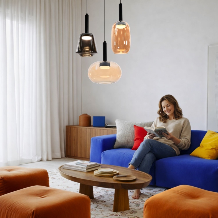 BUENO cable-hung pendant light 1xGX53/9W/230V Ø 15 cm smoked brown