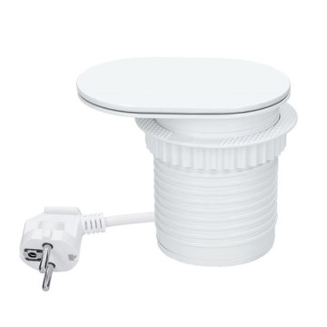 Built-in power outlet with 20W wireless charging, 1x AC outlet + USB-A & USB-C, white