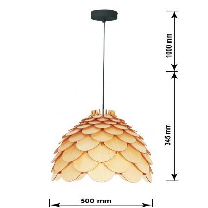 BURGO cable-hung pendant, 1x E27/60W/230V, Ø 50 cm