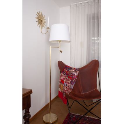ByRydens - LED Floor lamp ORLANDO 1xE27/5W/230V + LED/3W white/gold d. 36 cm