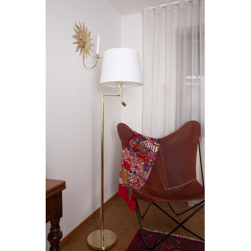 ByRydens - LED Floor lamp ORLANDO 1xE27/5W/230V + LED/3W white/gold d. 36 cm