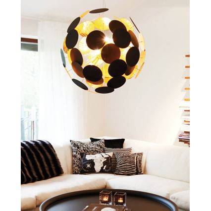ByRydens - Chandelier on a string PLANET 4xE14/5W/230V black/gold d. 50 cm