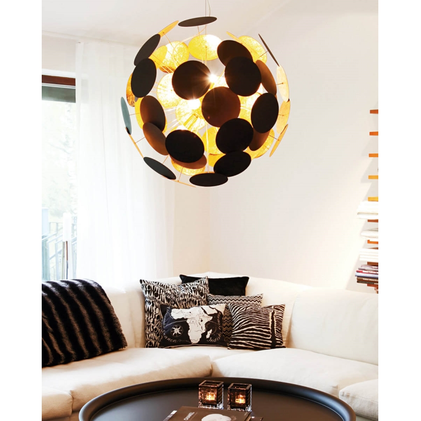 ByRydens - Chandelier on a string PLANET 4xE14/5W/230V black/gold d. 50 cm