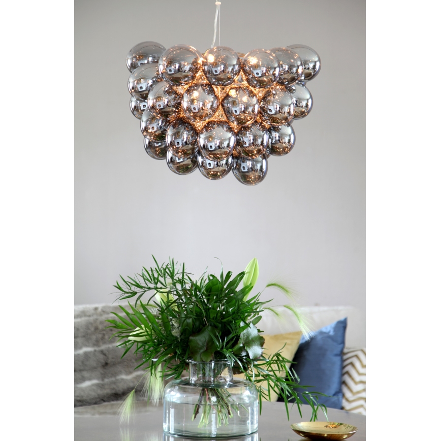 ByRydens - Chandelier on a string GROSS 8xG9/4W/230V smoky/black d. 50 cm